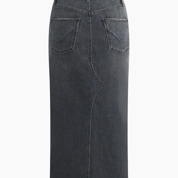 Hudson Denim Reconstructed Maxi skirt five pocket front slit black pearl grey 31 - Picture 8 of 14